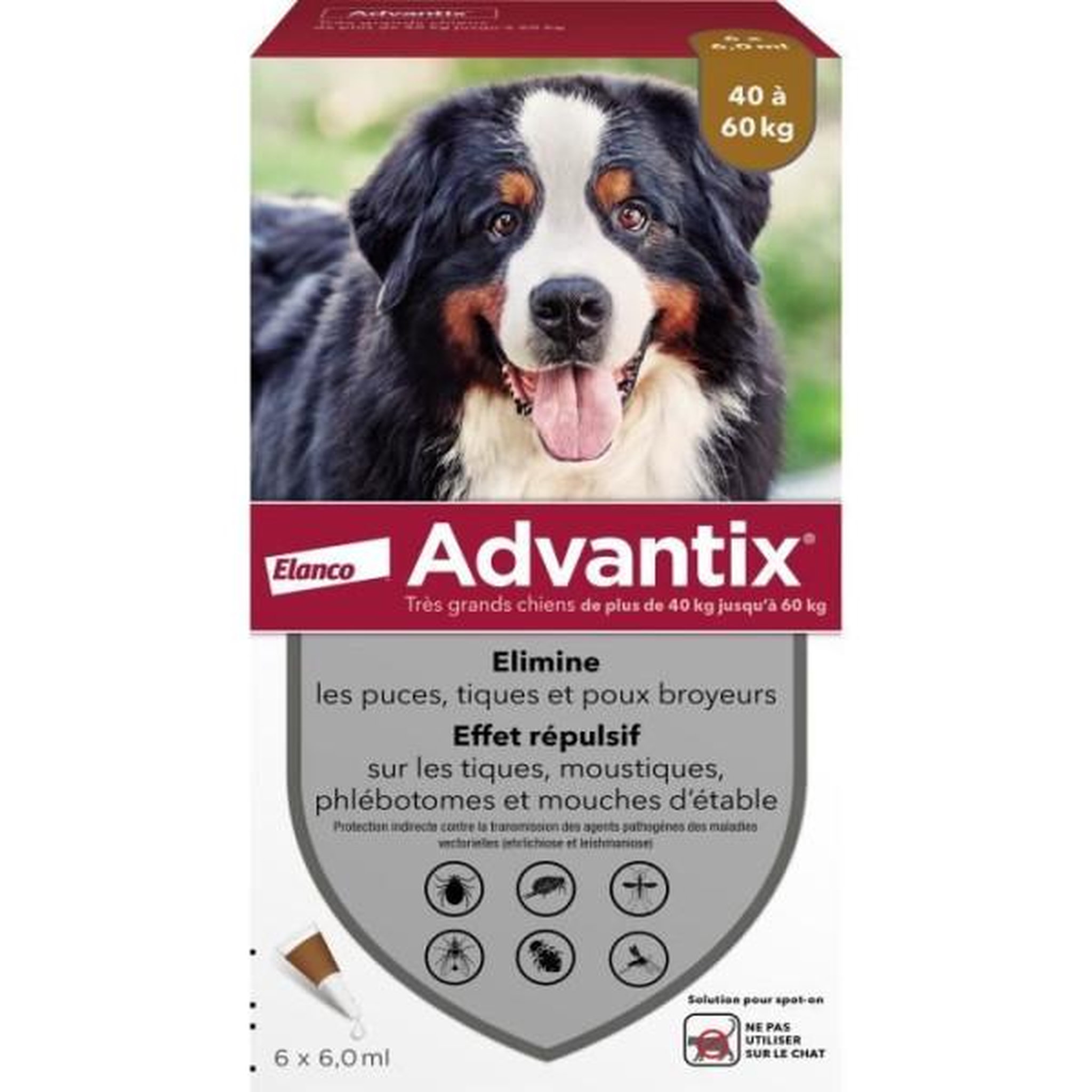 Advantix Advantix chien solution antiparasitaire tres grande race 40 a 60kg 6 pipettes