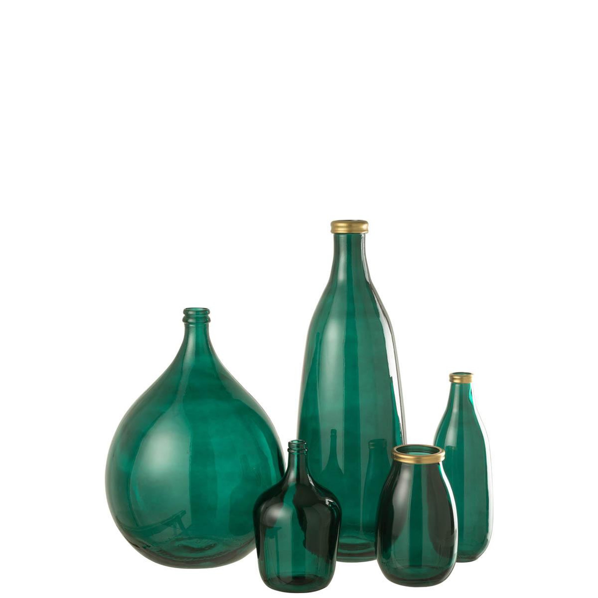 Voir la diapositive 2 : J-LINE Vase déco en verre  mandie  28cm vert