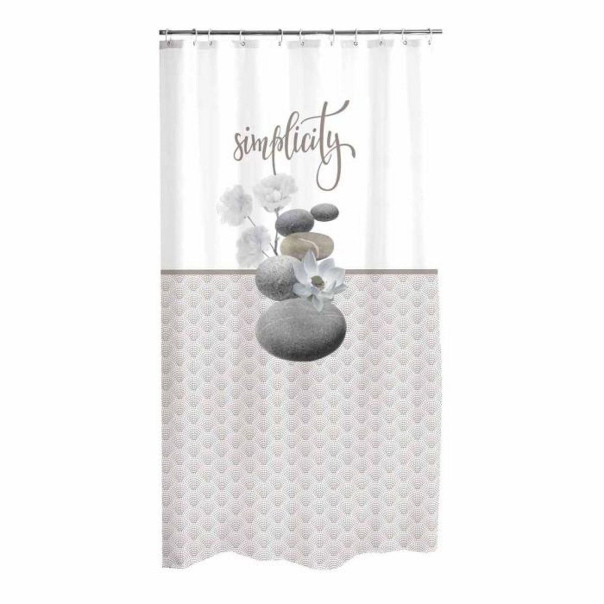 Paris Prix Rideau de Douche Imprimé  Minéral  180x200cm Taupe