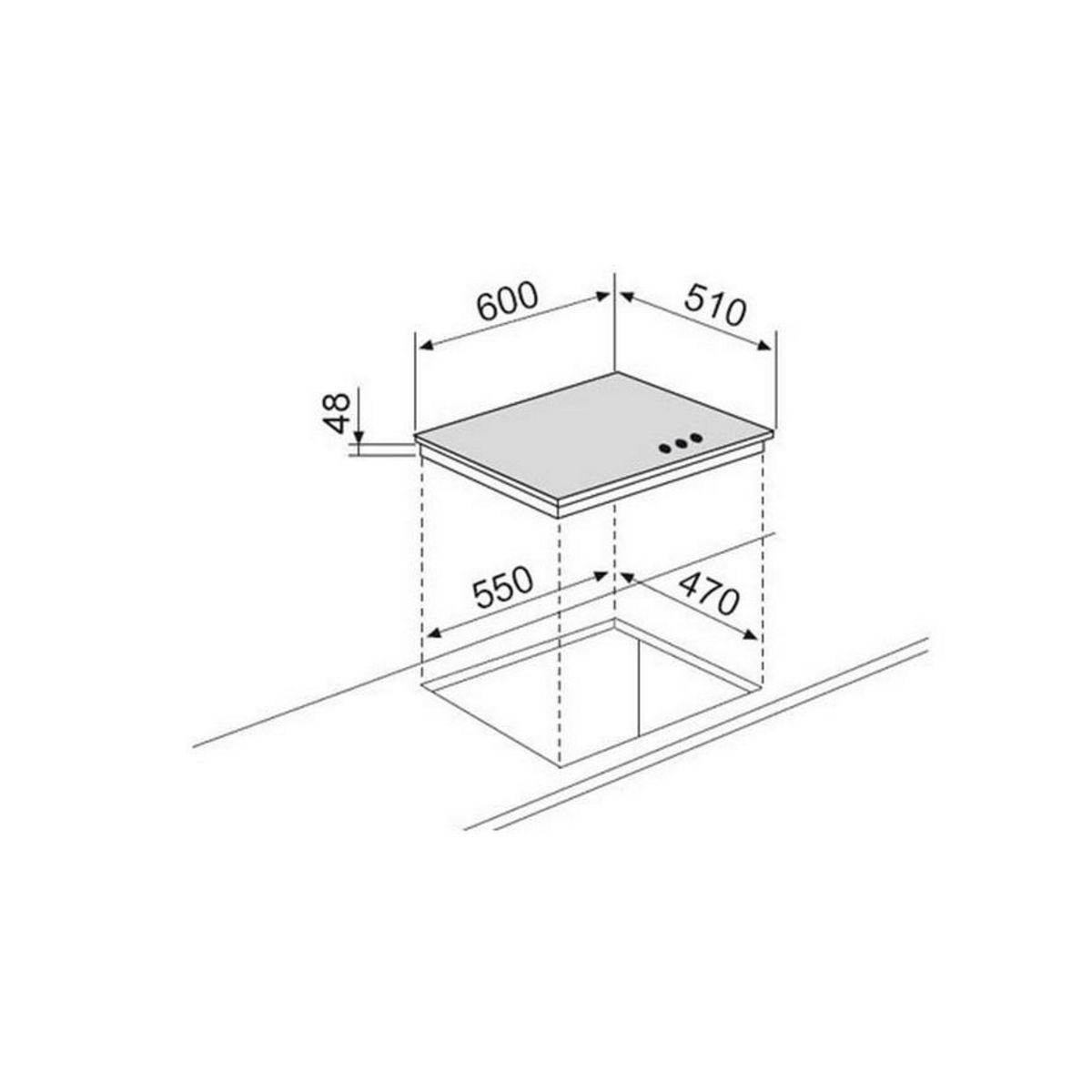 Airlux Table de cuisson gaz 60cm 3 feux 6150w noir - av635hbk