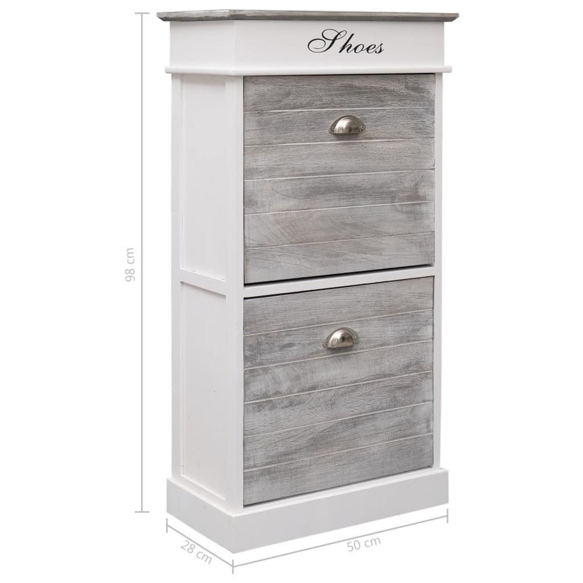 VIDAXL Armoire a chaussures Gris 50 x 28 x 98 cm Bois de Paulownia
