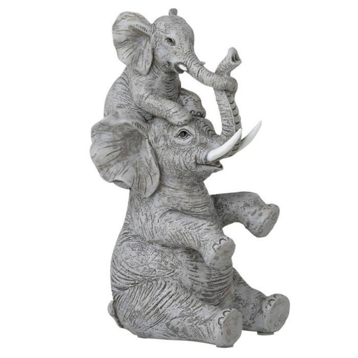 Paris Prix Statuette Déco  Éléphant avec Enfant  23cm Gris