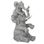 Paris Prix Statuette Déco  Éléphant avec Enfant  23cm Gris
