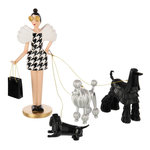 Paris Prix Statuette Femme Chiens  Pied-de-Poule  29cm Multicolore