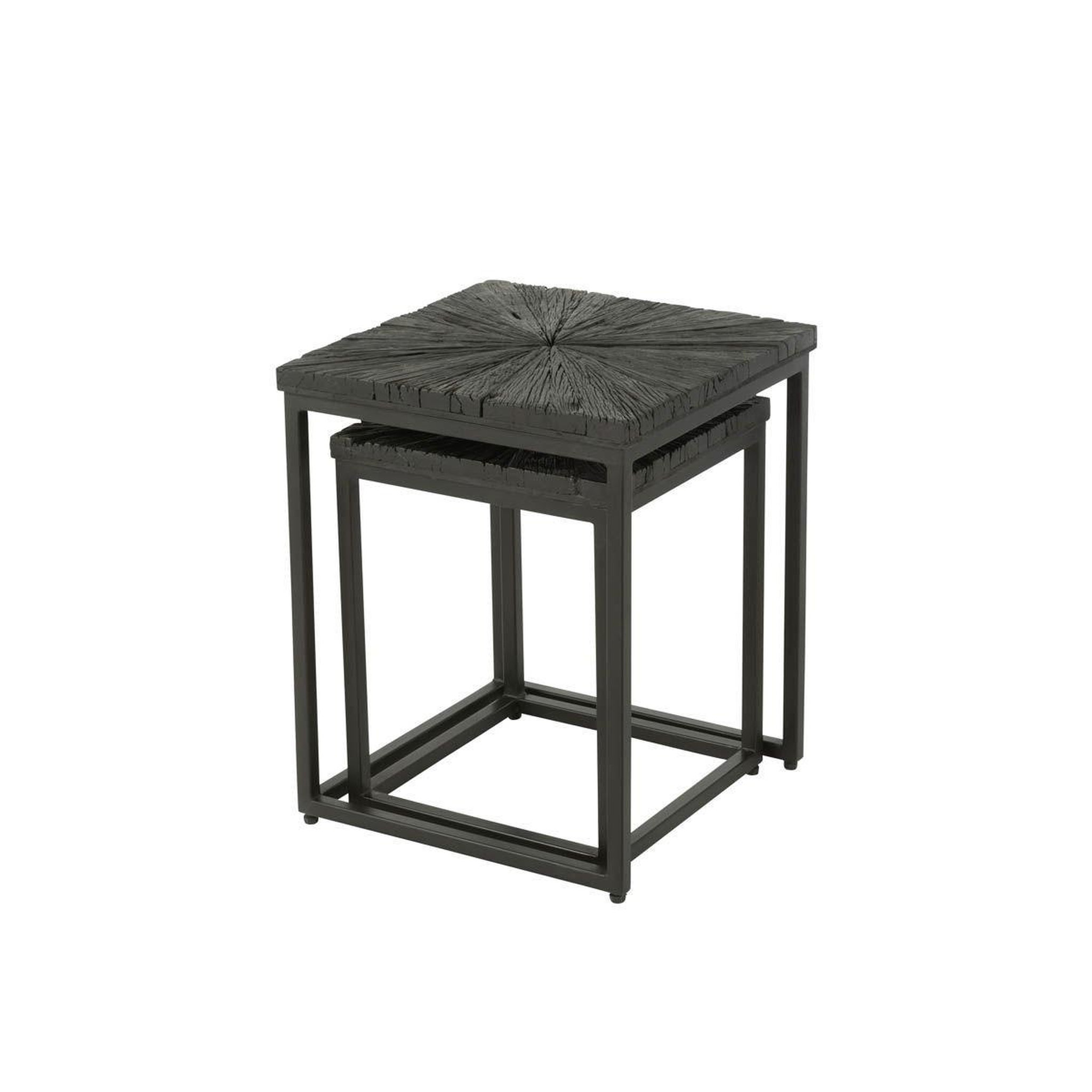 Voir la diapositive 3 : J-LINE Lot de 2 tables d'appoint gigognes  shanil  53cm noir