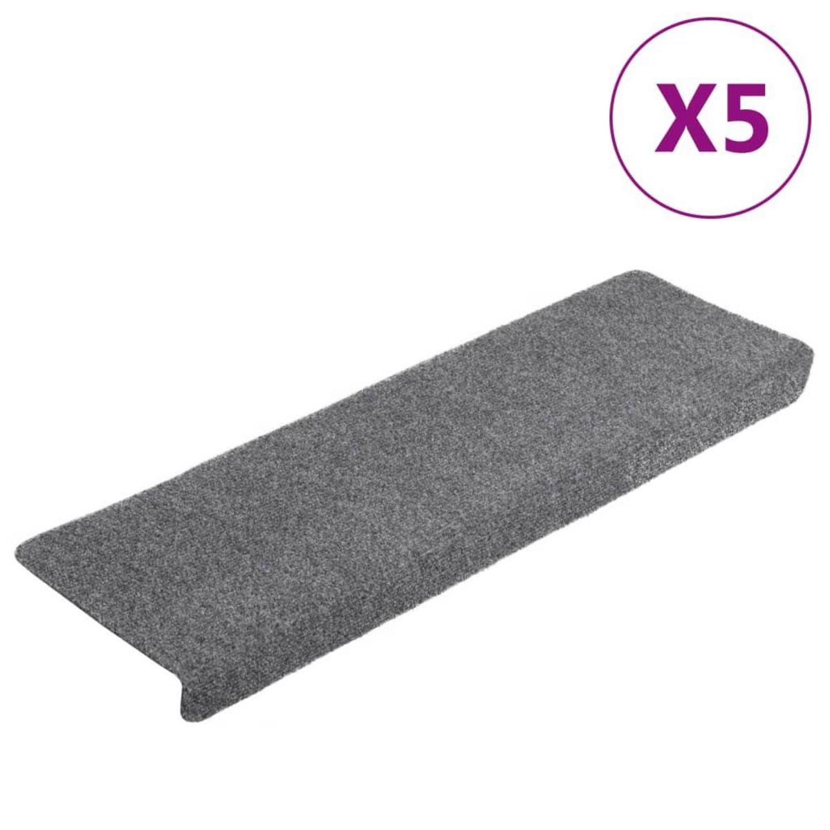 VIDAXL Tapis de marches d'escalier 5 pcs Gris 65x21x4 cm Aiguillete