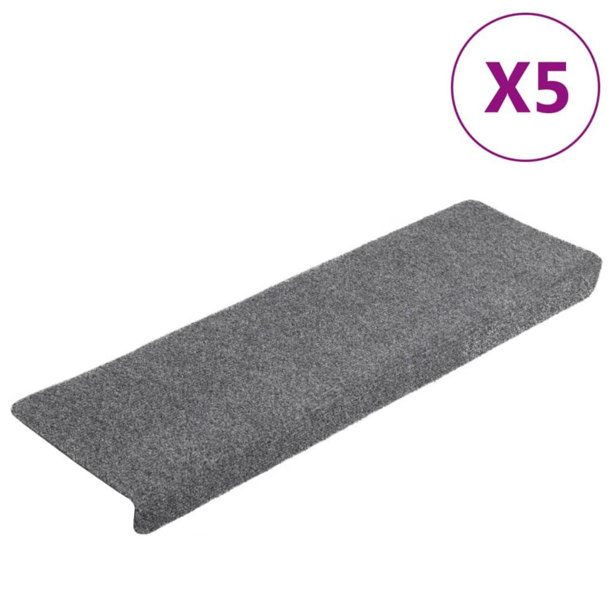 VIDAXL Tapis de marches d'escalier 5 pcs Gris 65x21x4 cm Aiguillete