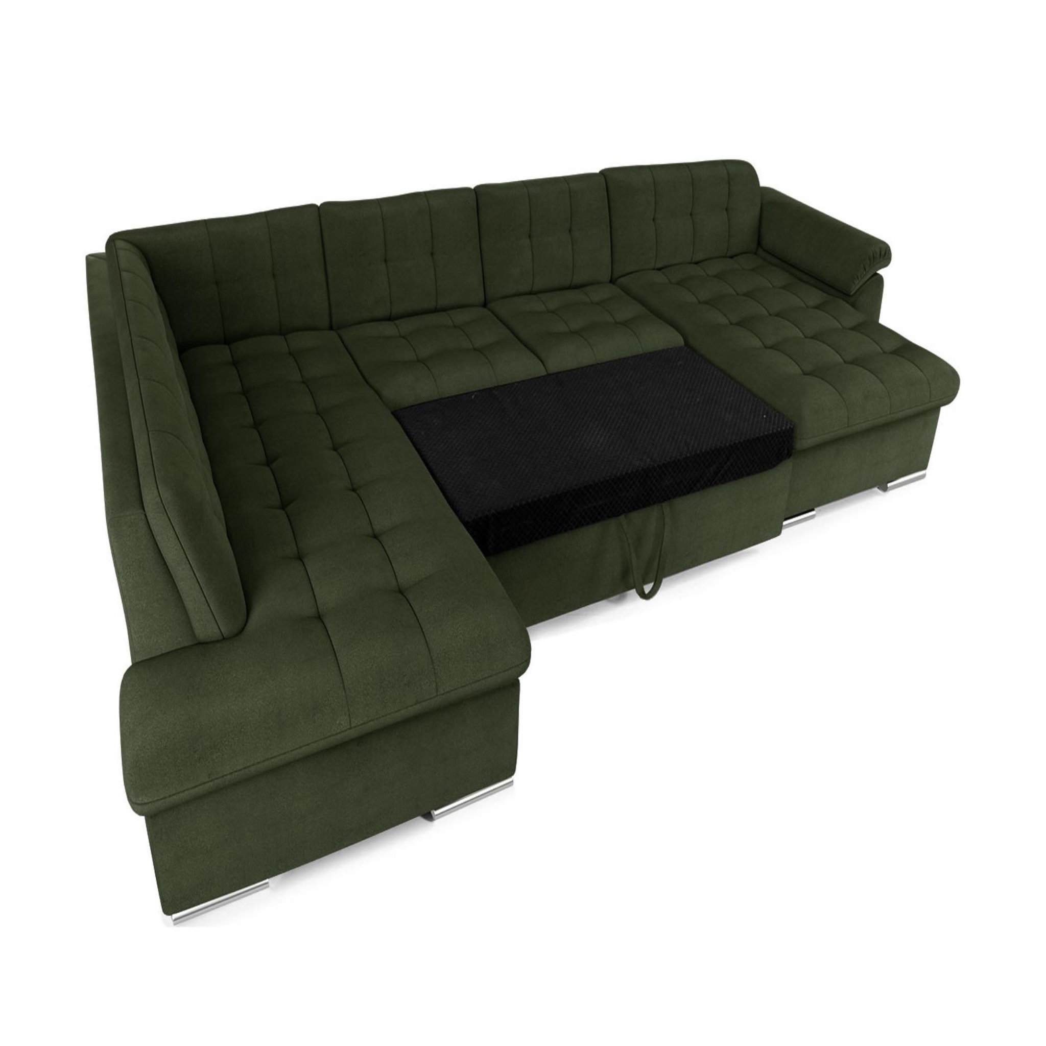 Voir la diapositive 2 : BEST MOBILIER Chuck - canapé panoramique xxl - convertible avec coffre - 7 places - gauche