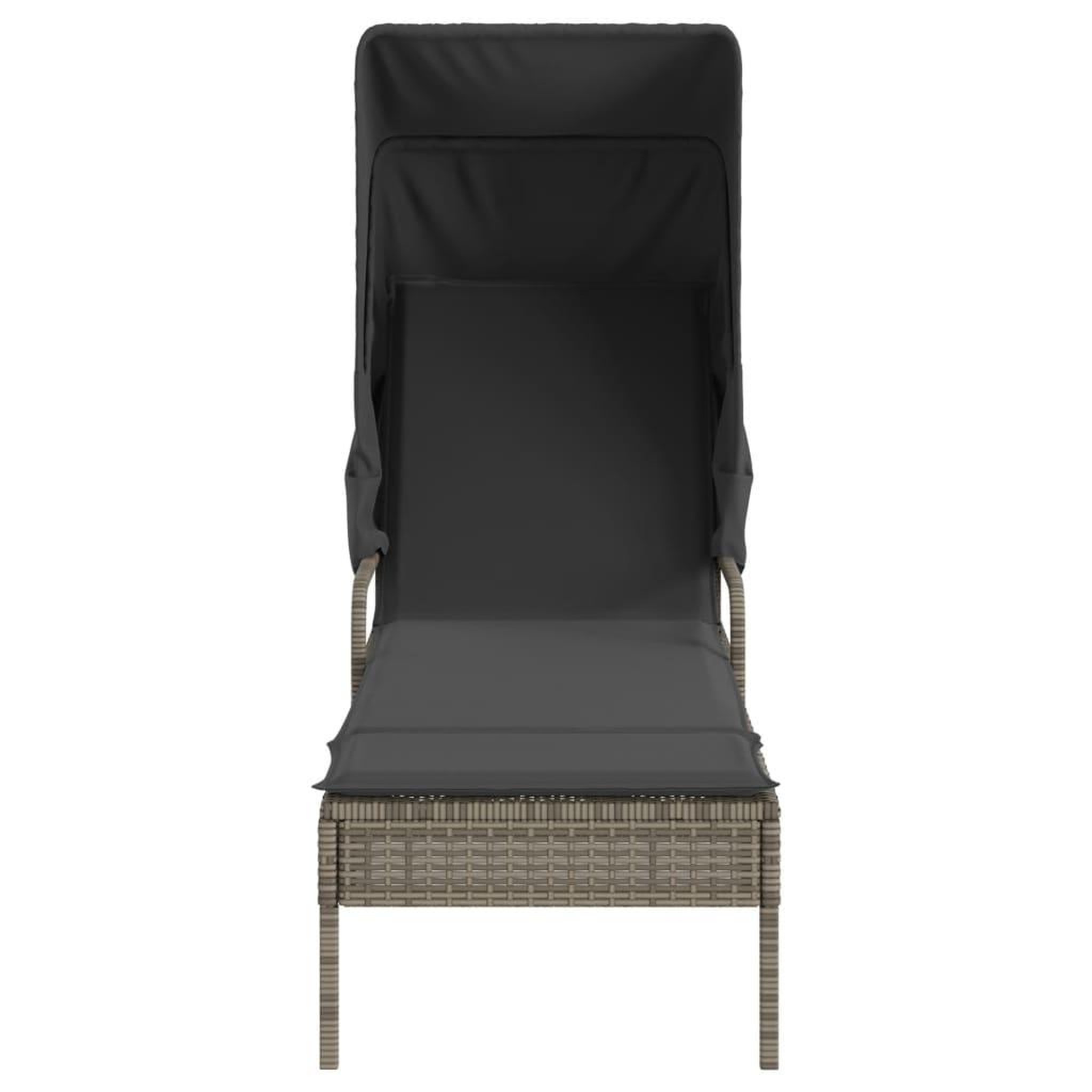 Voir la diapositive 4 : VIDAXL Chaise longue avec auvent et table gris resine tressee