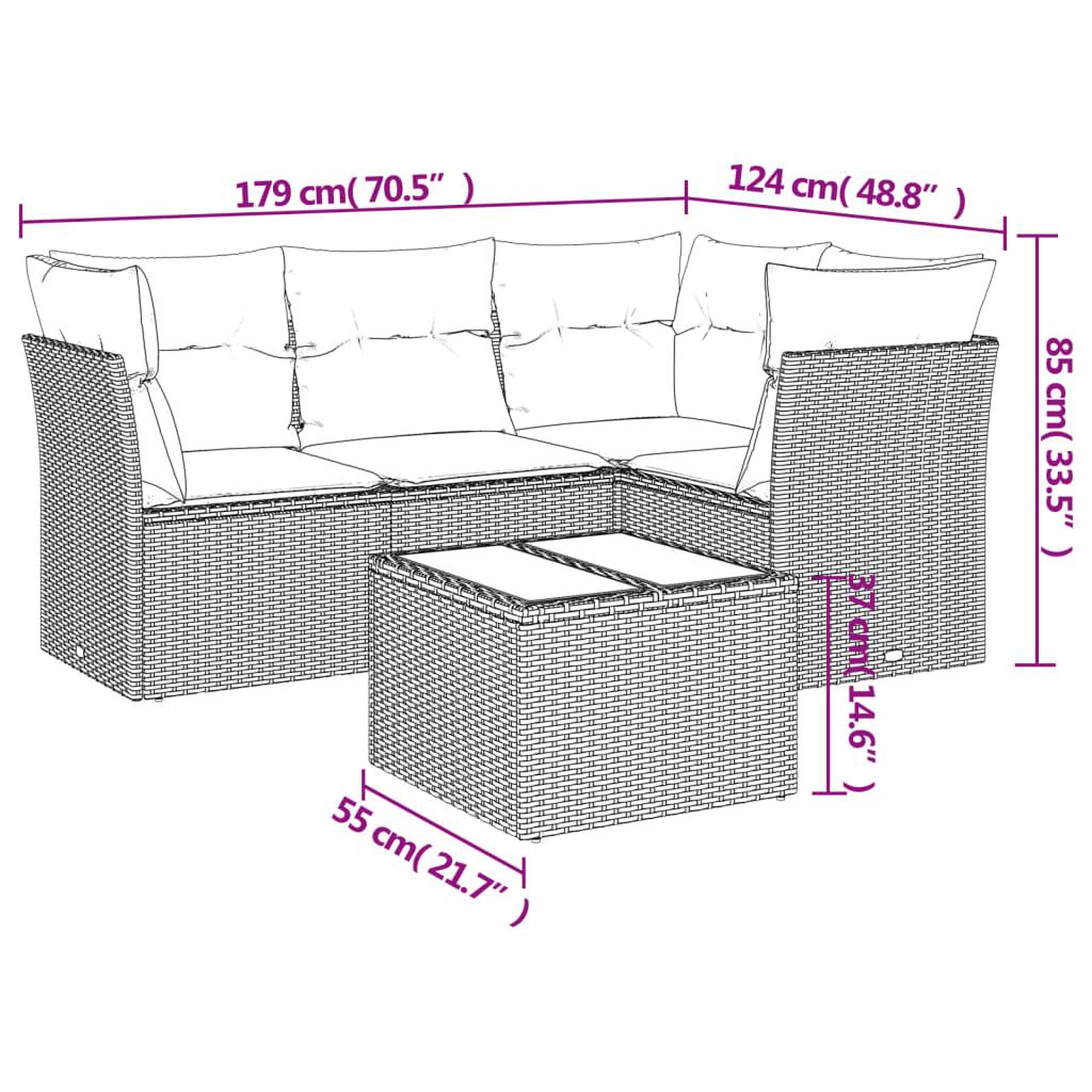 Voir la diapositive 3 : VIDAXL Salon de jardin 5 pcs avec coussins gris resine tressee