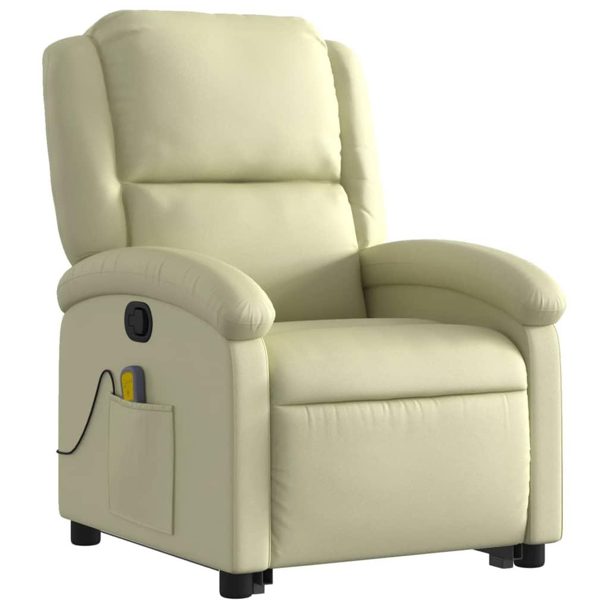Voir la diapositive 4 : VIDAXL Fauteuil inclinable de massage creme cuir veritable