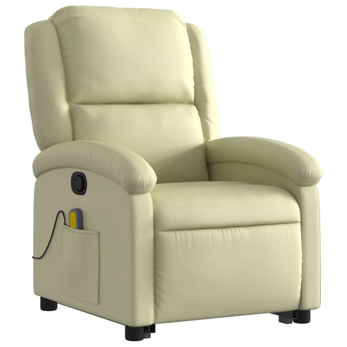 VIDAXL Fauteuil inclinable de massage creme cuir veritable