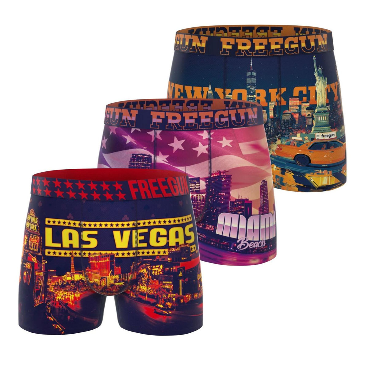 FREEGUN Lot de 3 boxers homme This is America