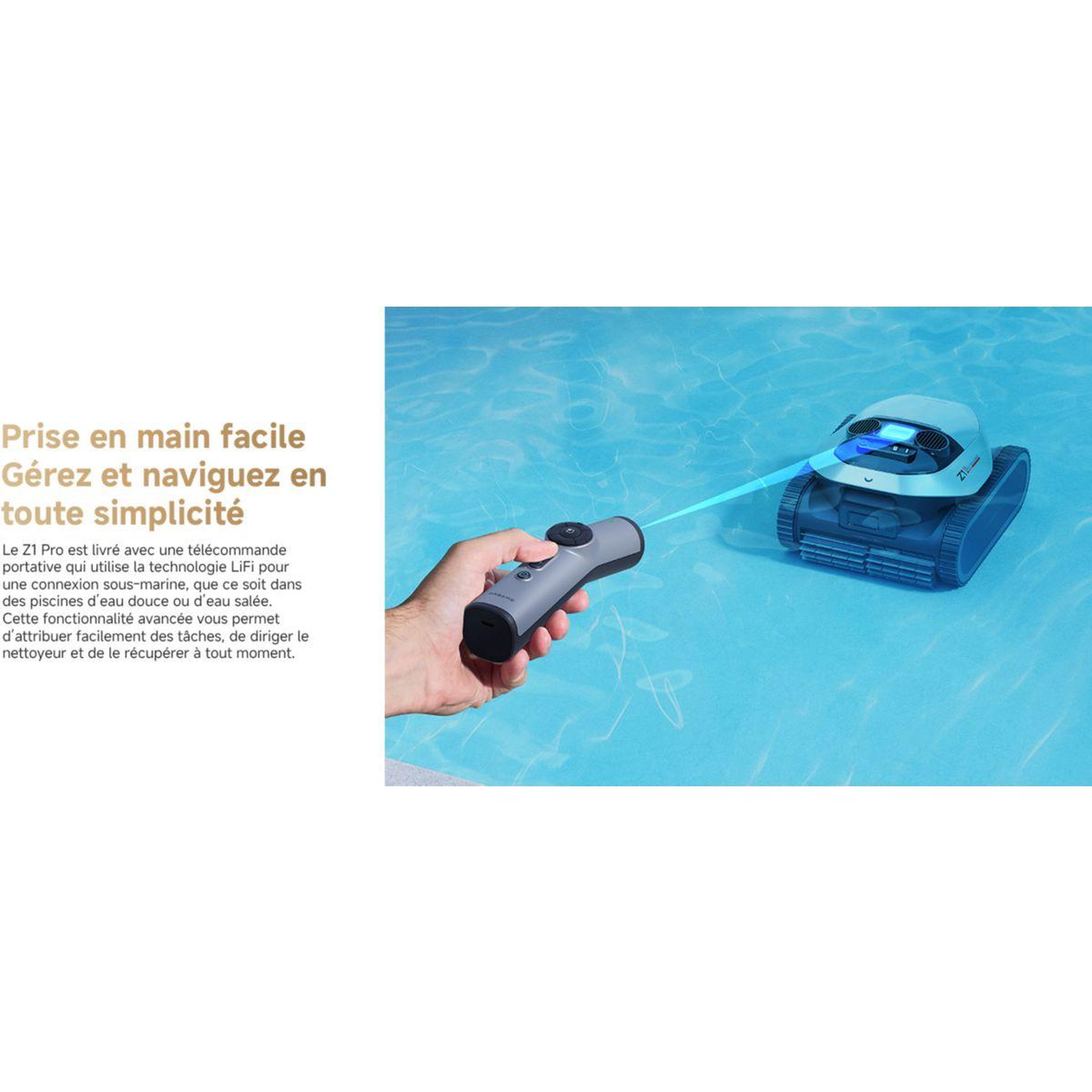 Voir la diapositive 2 : DREAME Robot piscine z1 pro sans fil - fond, parois, ligne d'eau - jusqu'à 200m²