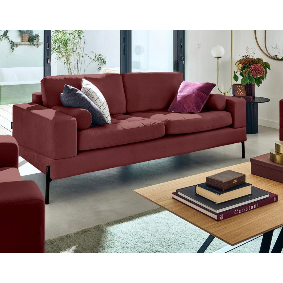 LISA DESIGN Isaure - canapé droit 3 places en velours