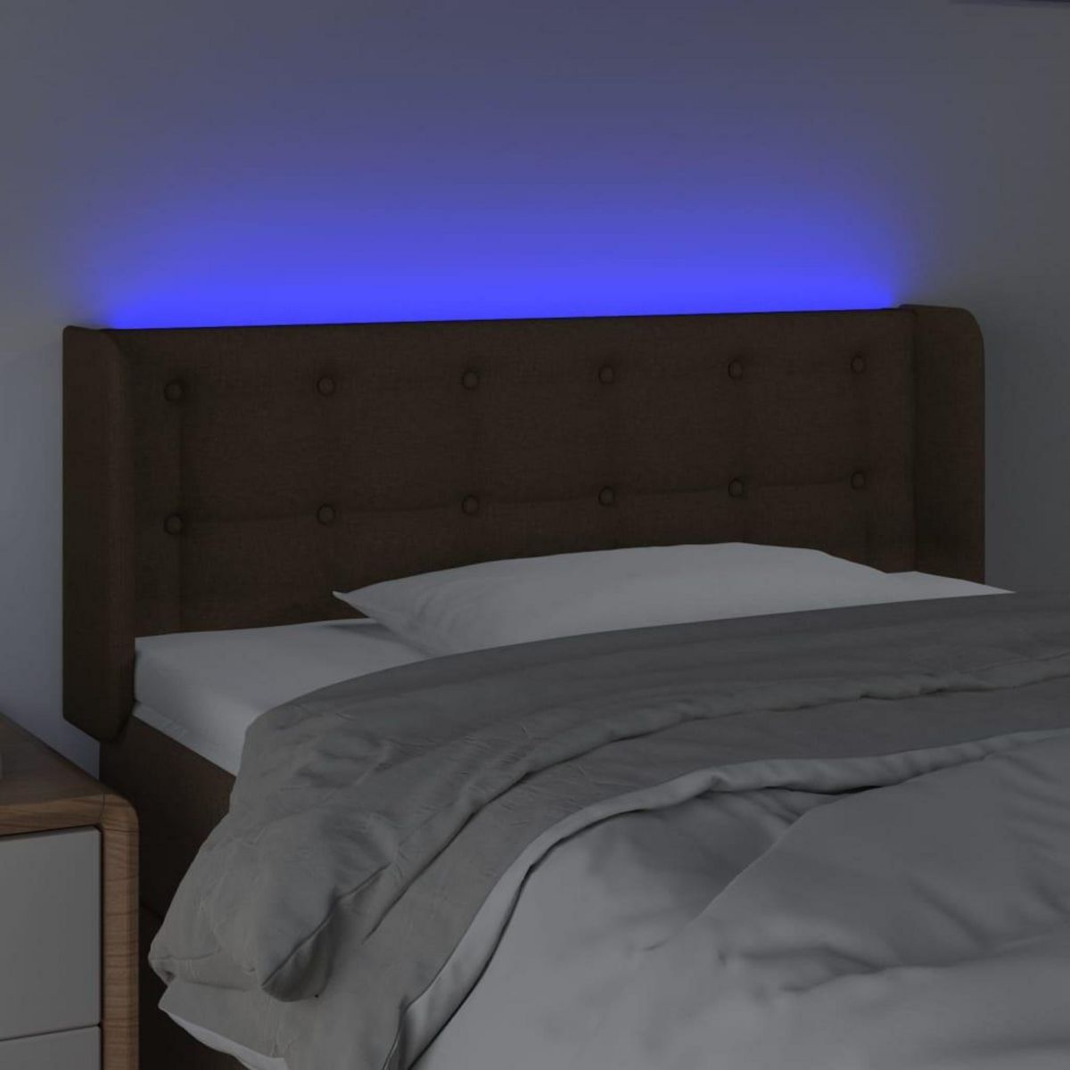 VIDAXL Tete de lit a LED Marron fonce 83x16x78/88 cm Tissu