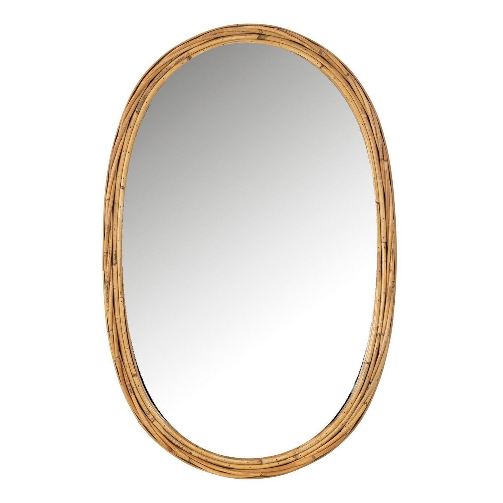 J-LINE Miroir Mural Ovale en Rotin  Avocado  95cm Naturel