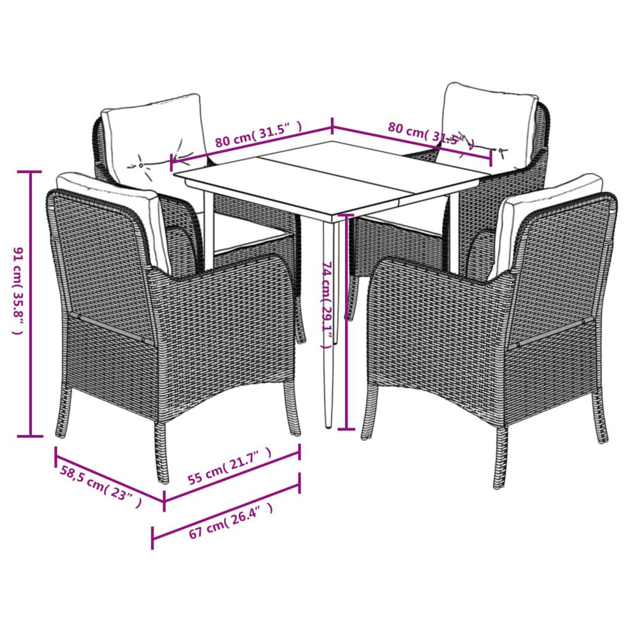 Voir la diapositive 6 : VIDAXL Ensemble a manger de jardin avec coussins 5pcs Beige poly rotin