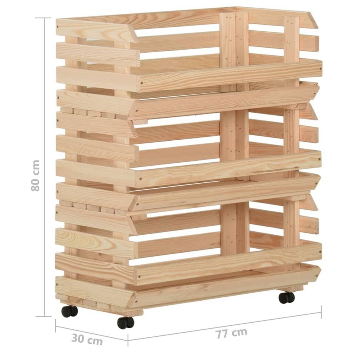 VIDAXL Chariot a legumes 77x30x80 cm Bois de pin solide