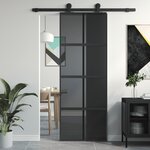 VIDAXL Porte coulissante noir 76x205 cm verre trempe aluminium