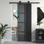 Voir la diapositive 1 : VIDAXL Porte coulissante noir 76x205 cm verre trempe aluminium