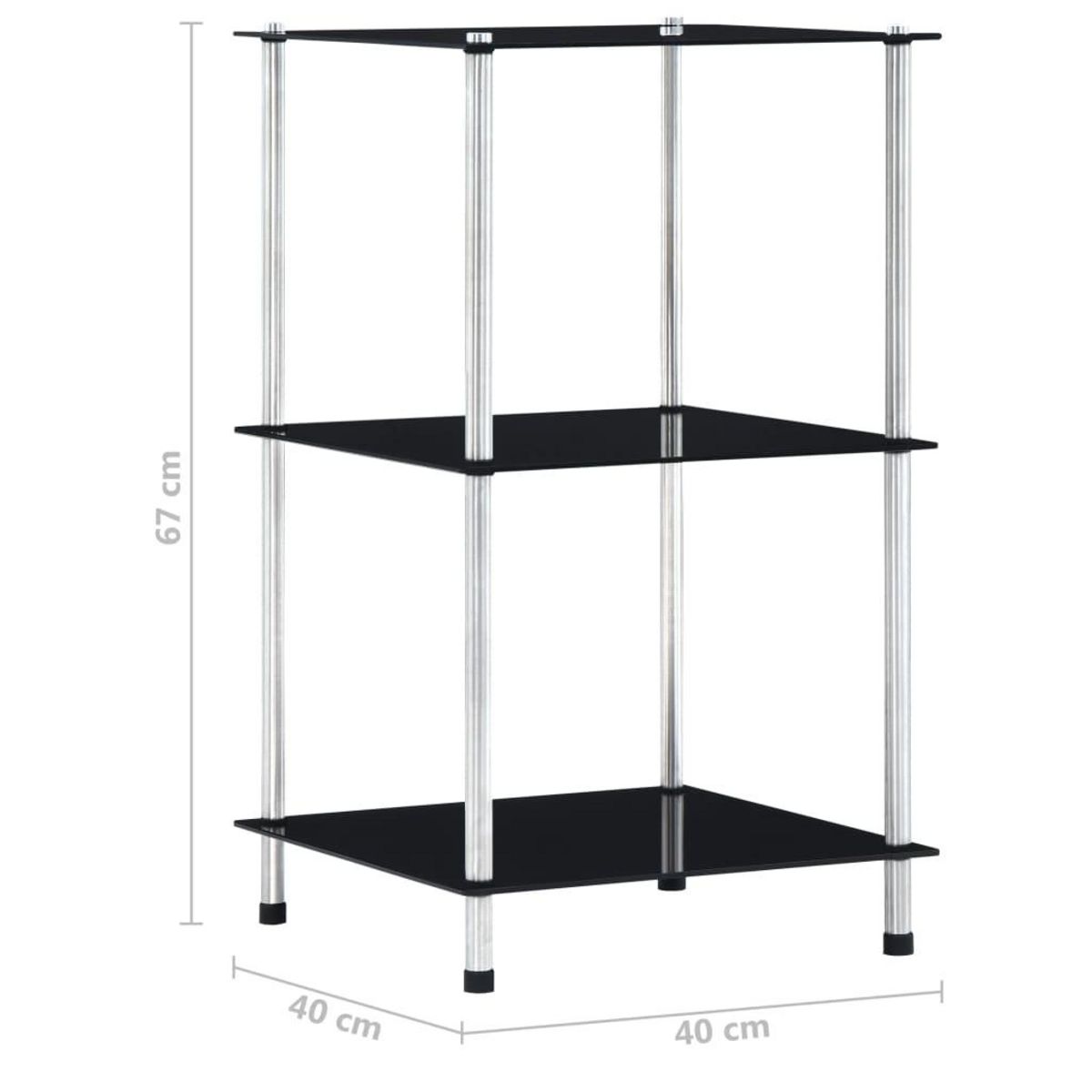VIDAXL Etagere 3 niveaux Noir 40x40x67 cm Verre trempe