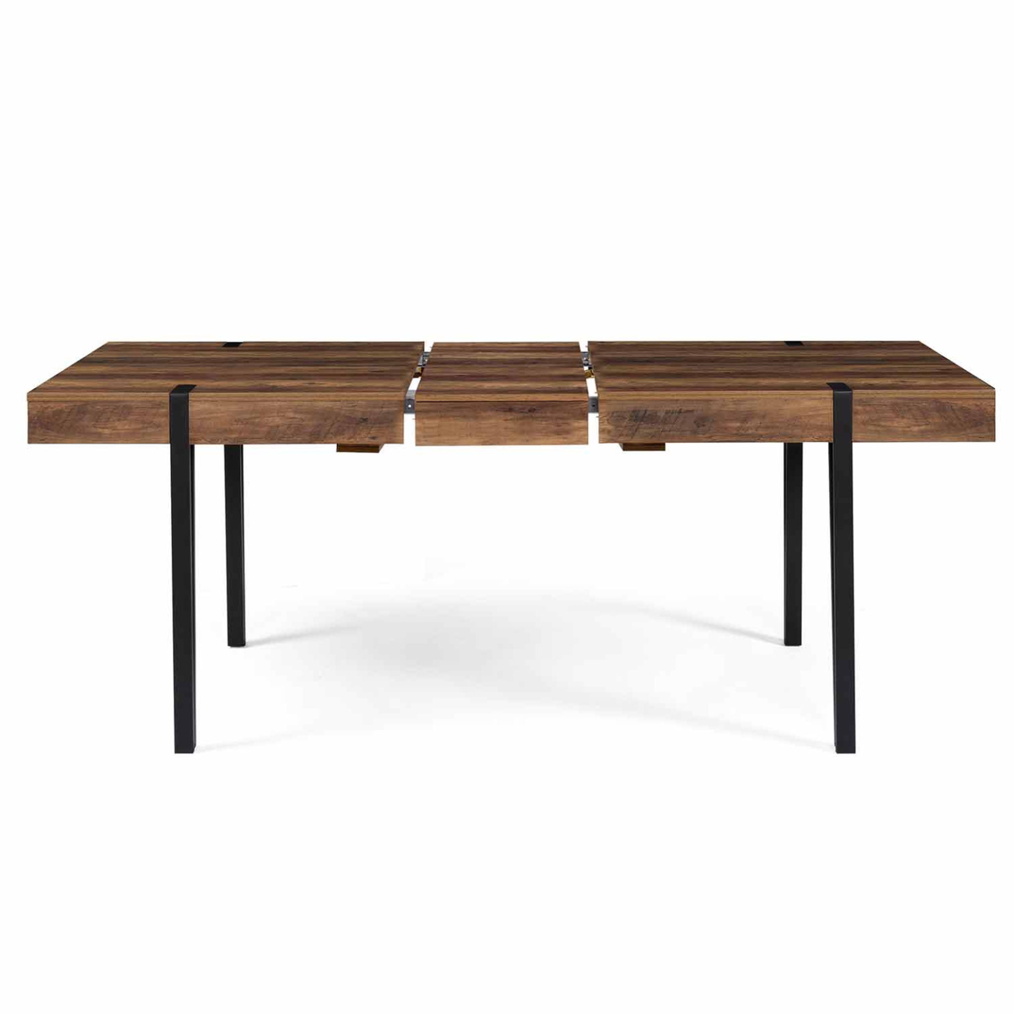 Voir la diapositive 3 : ID MARKET Table à manger extensible rectangle austria 6-10 personnes bois foncé pied épingle noir 160-200 cm
