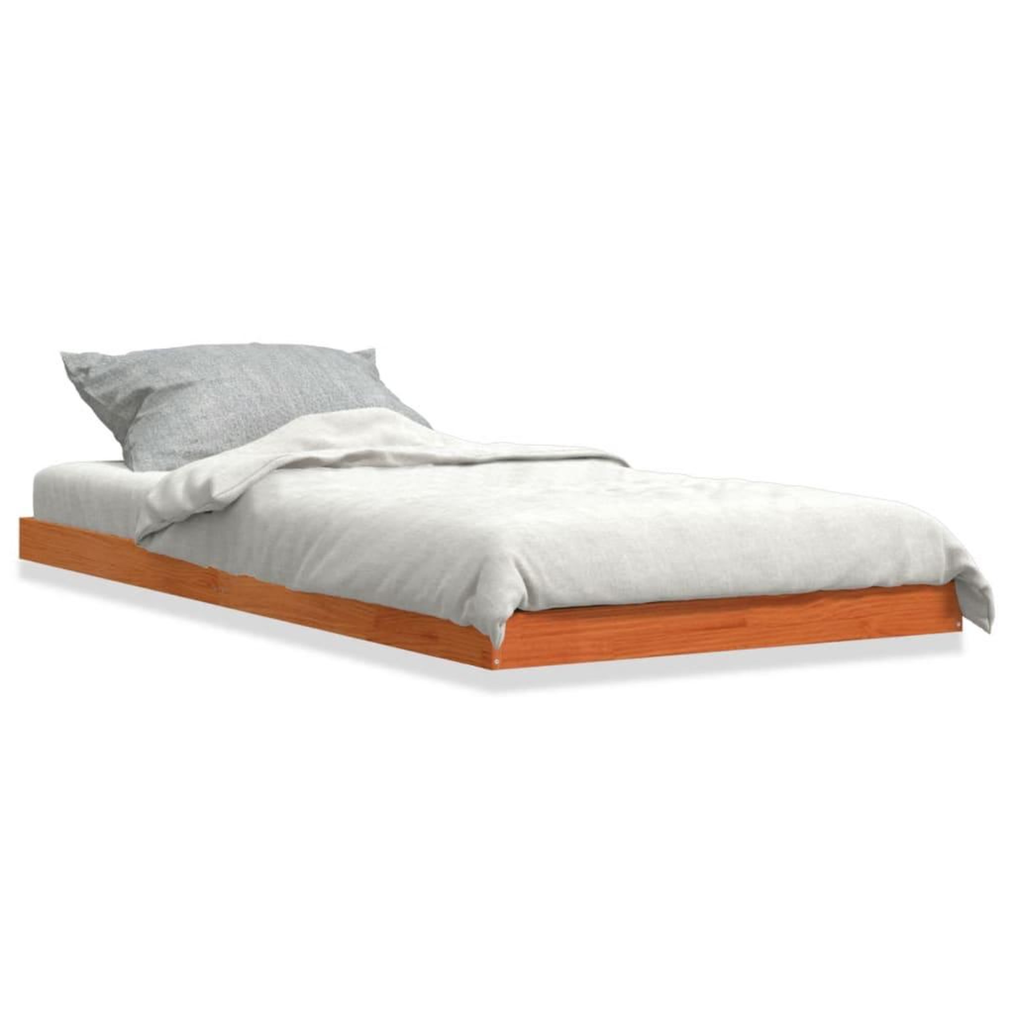 Voir la diapositive 2 : VIDAXL Cadre de lit sans matelas cire marron 90x200 cm bois pin massif