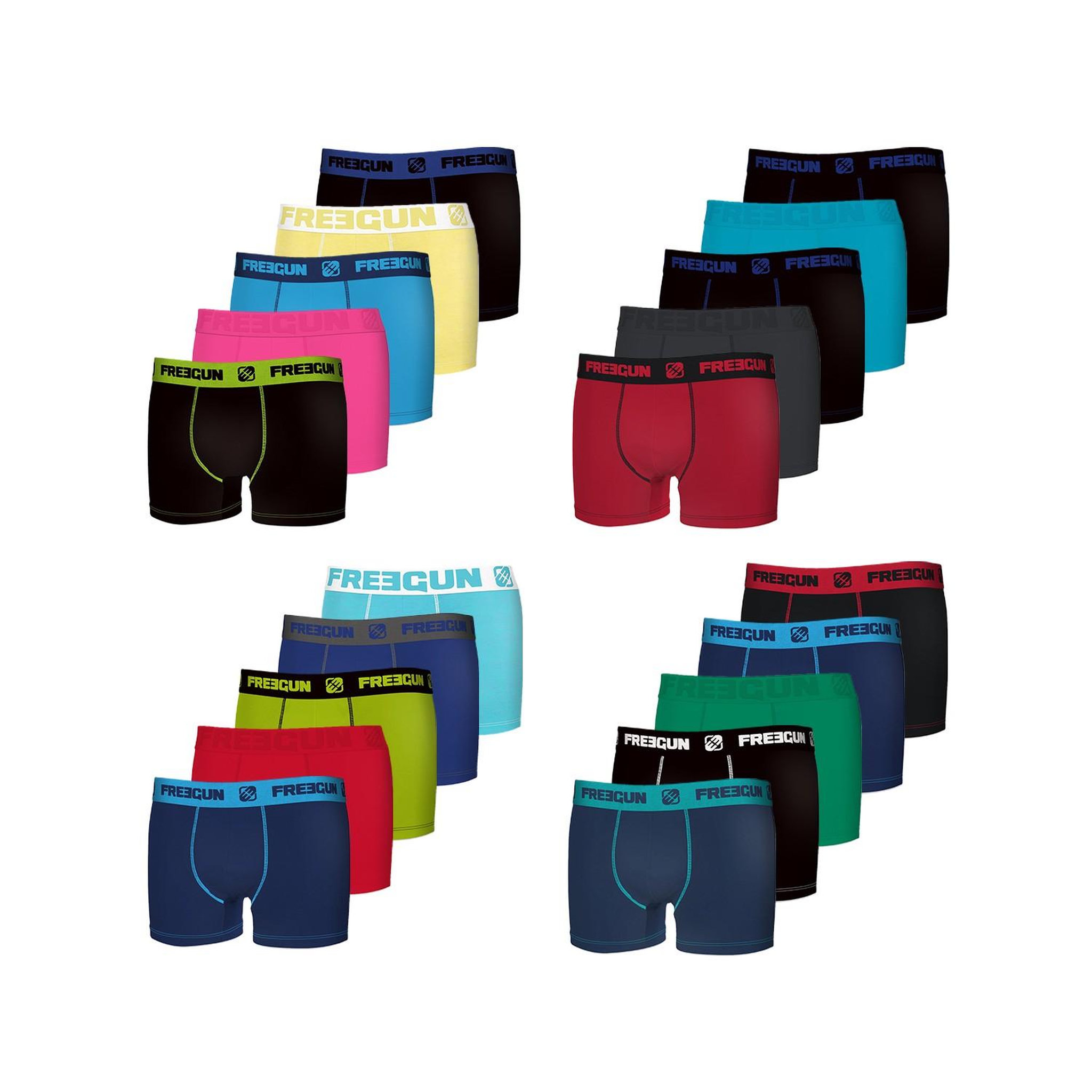 Voir la diapositive 3 : FREEGUN Pack Surprise de 5 Boxers coton garçon