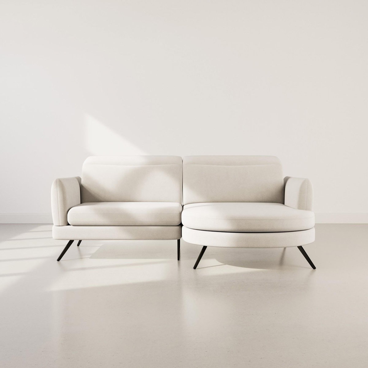 LISA DESIGN Terry - canapé d'angle droit 4 places avec têtières réglables en tissu texturé