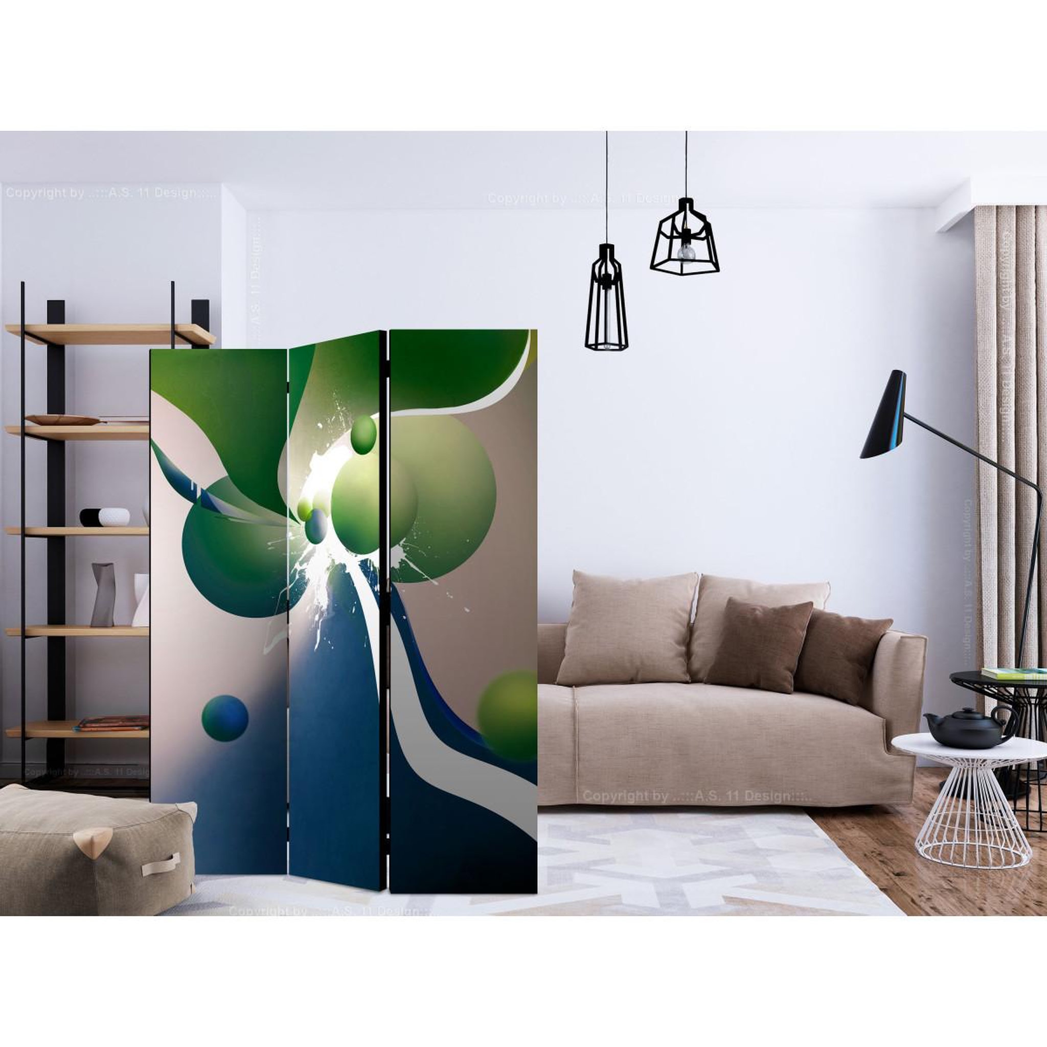 Voir la diapositive 2 : Paris Prix Paravent 3 volets  geometric explosion  135x172cm