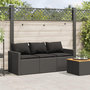 Voir la diapositive 3 : VIDAXL Canape de jardin avec coussins 3 places noir resine tressee