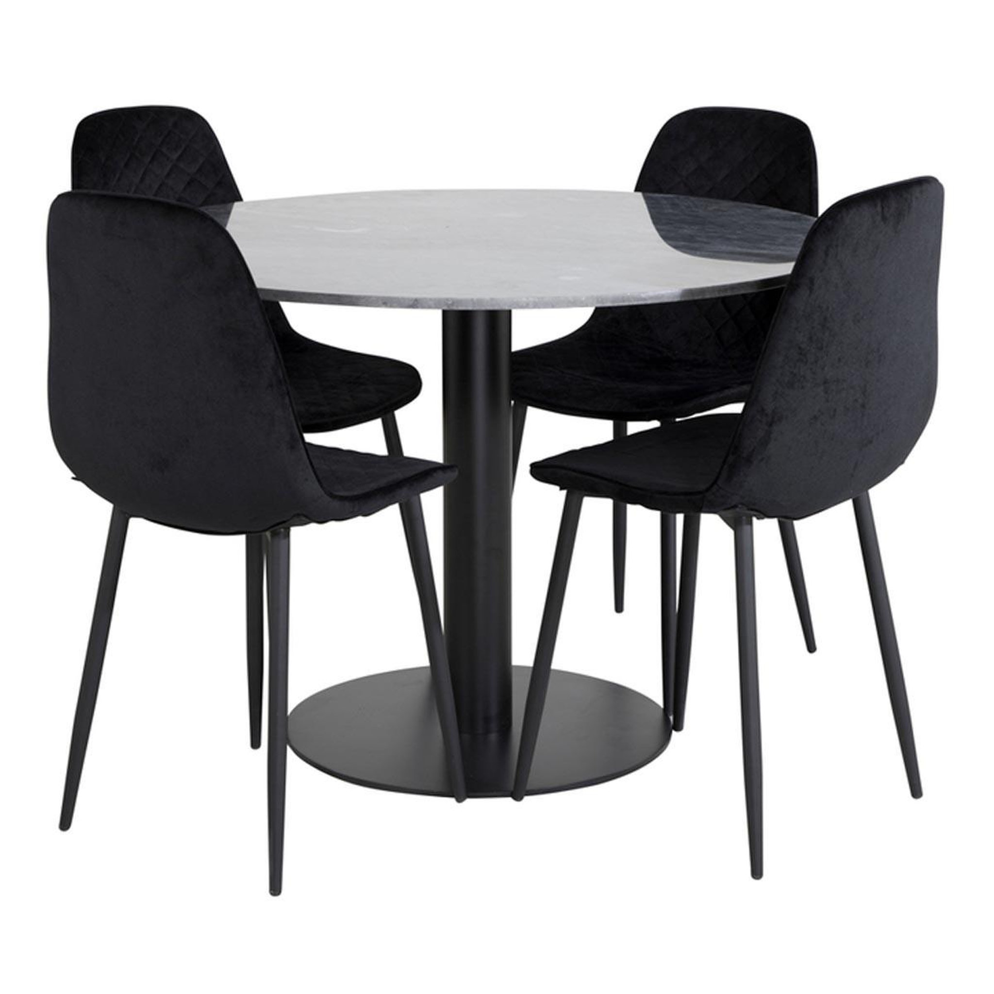 Paris Prix Ensemble table à manger & 4 chaises design  estelle i & polar  106cm gris foncé & noir