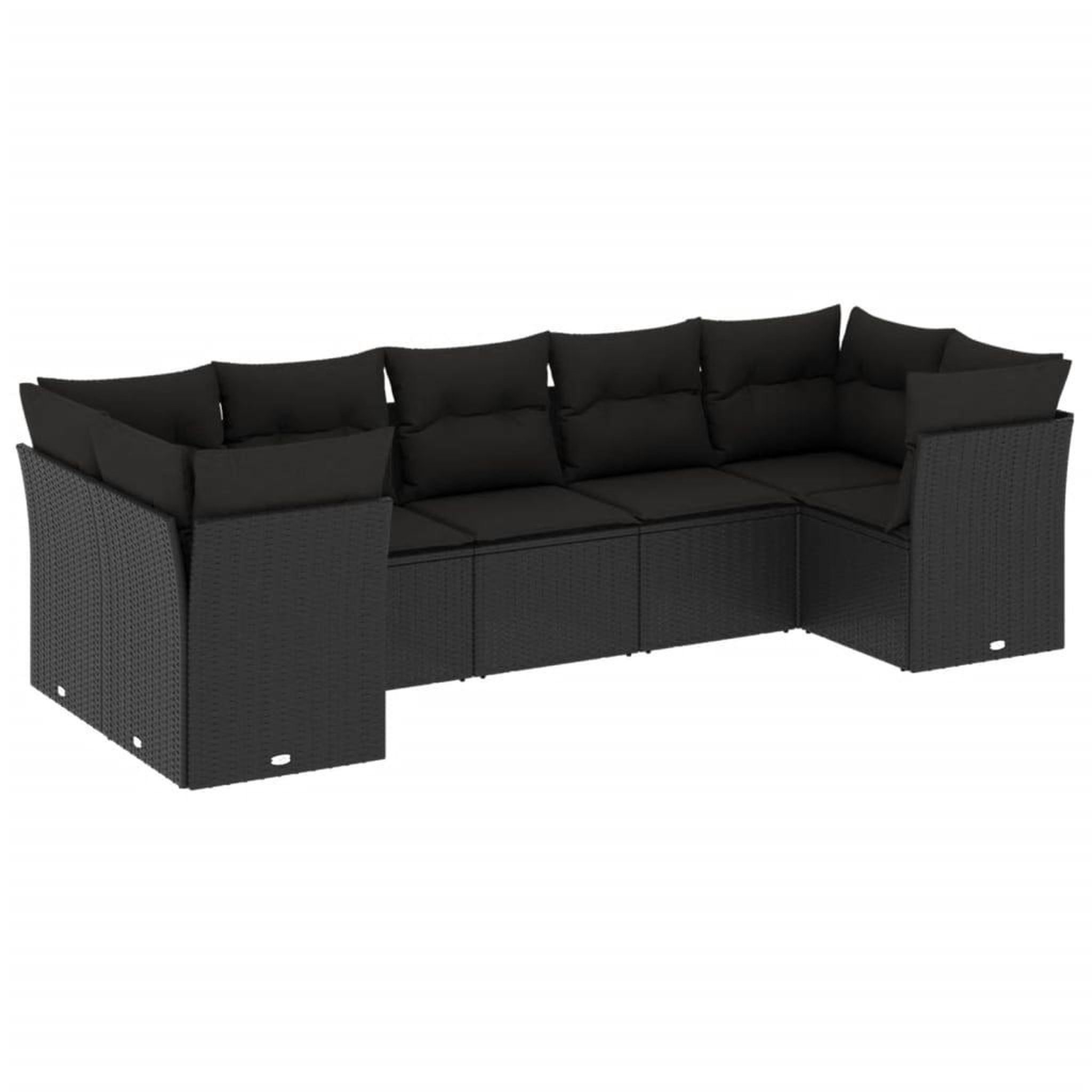 Voir la diapositive 2 : VIDAXL Salon de jardin 7 pcs avec coussins noir resine tressee