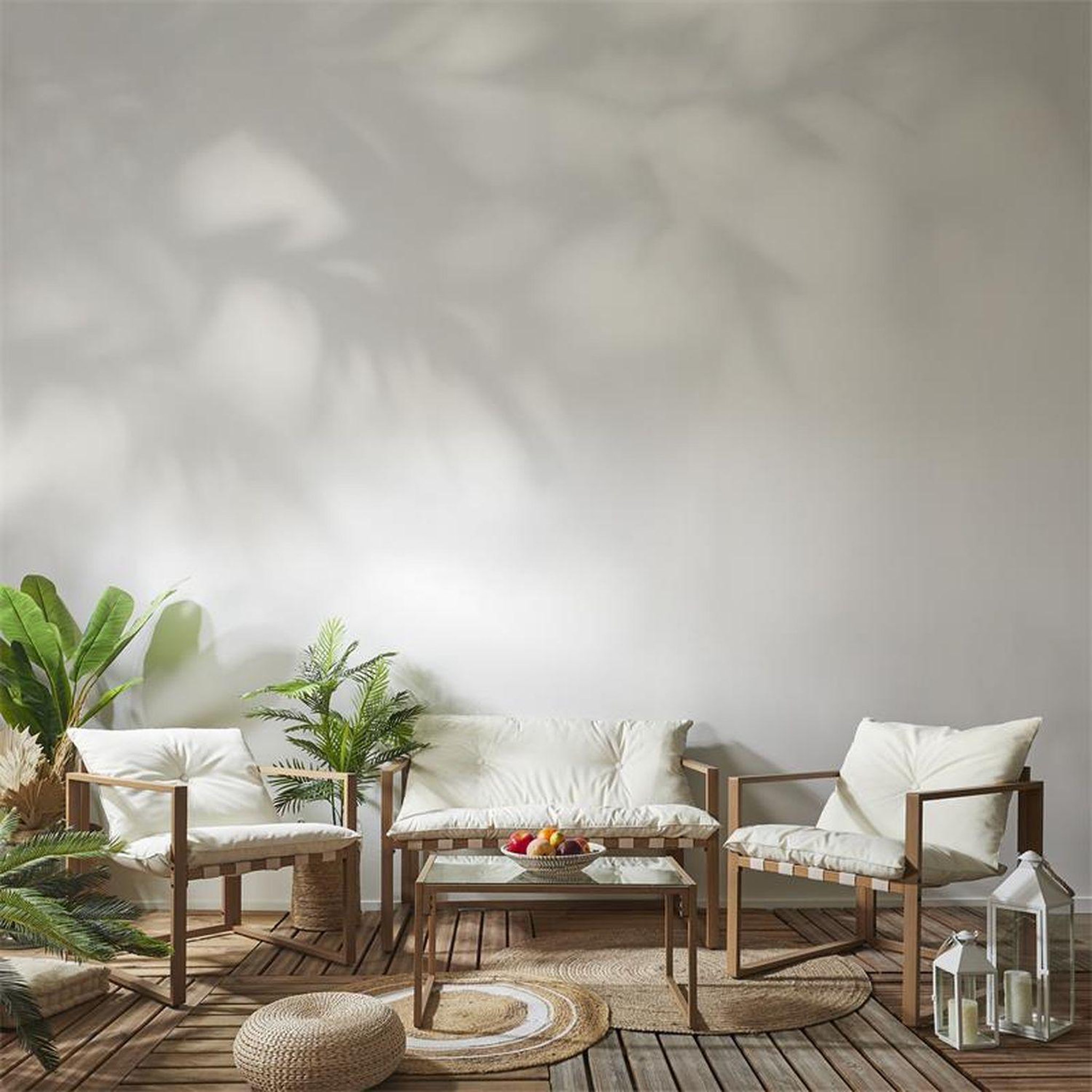 Voir la diapositive 6 : The Home Deco Factory Salon de jardin halden - blanc et marron
