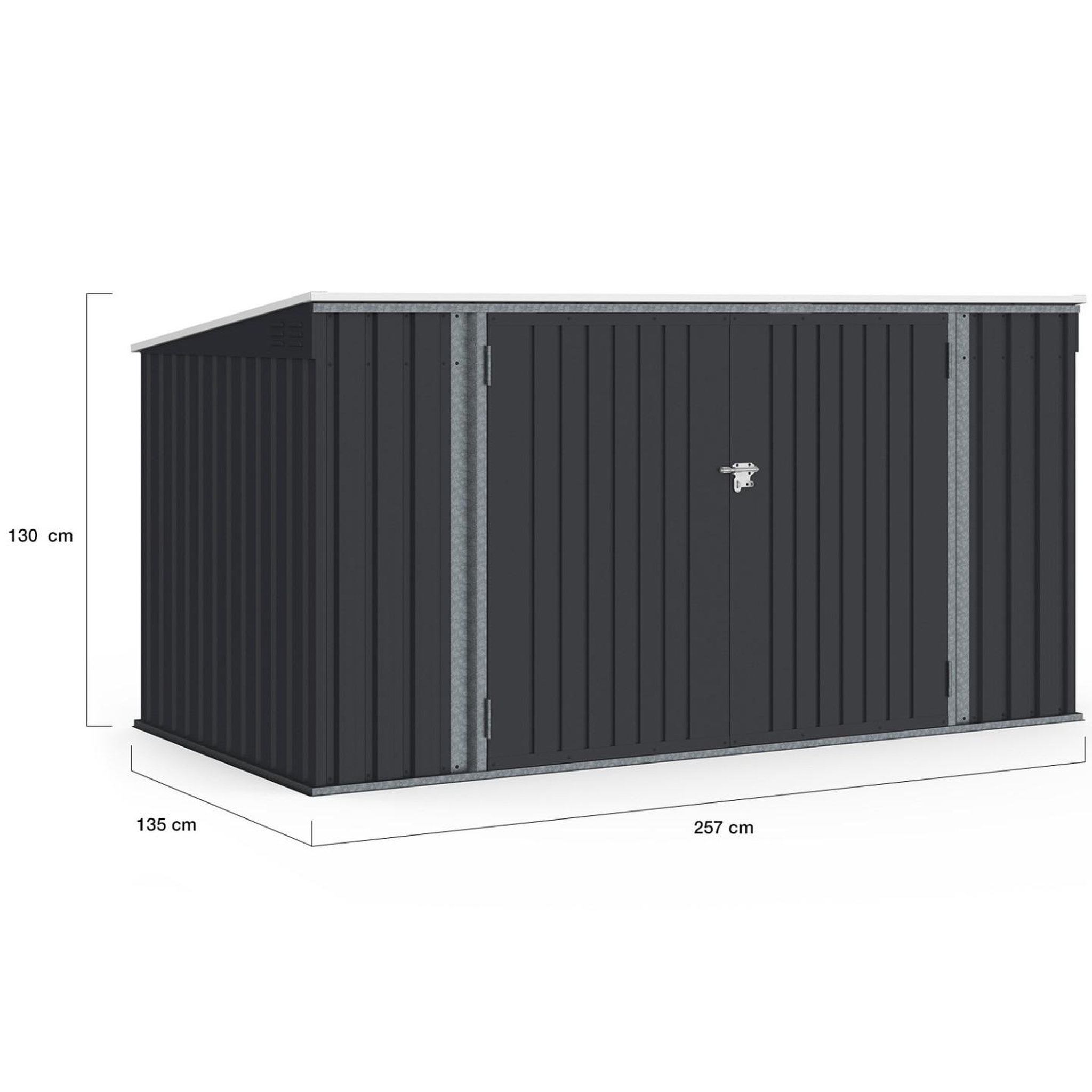 Voir la diapositive 6 : ID MARKET Abri de jardin xxl en métal gris anthracite verrouillable multi-rangement pour stockage vélos, outils, poubelles