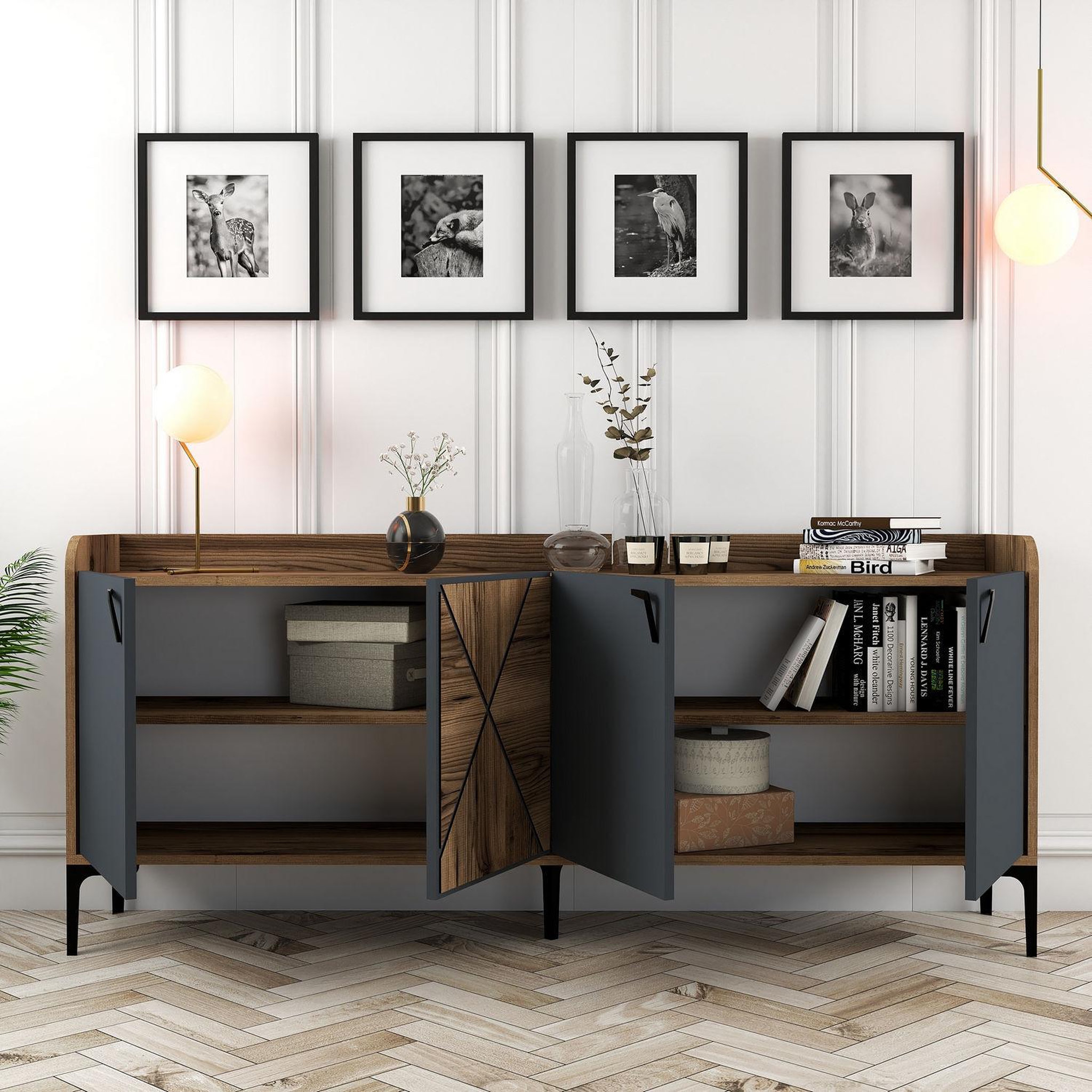 Voir la diapositive 4 : Habitat et Jardin Buffet en bois  venedik  - 180 x 35 x 78 cm - gris anthracite