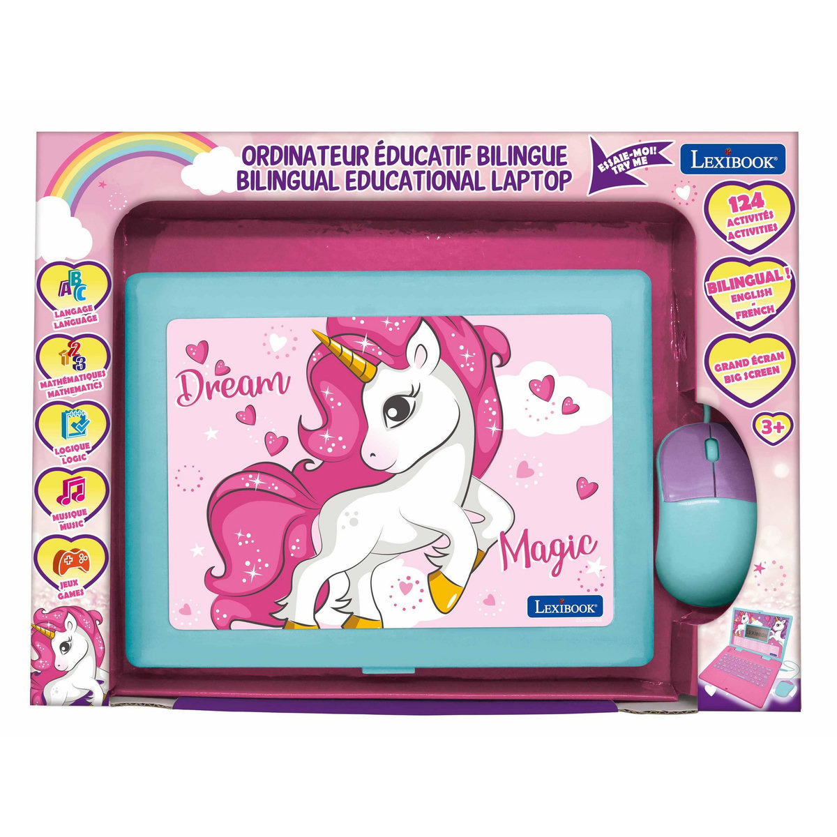 Lexibook Ordinateur portable éducatif bilingue Licorne (FR/EN)
