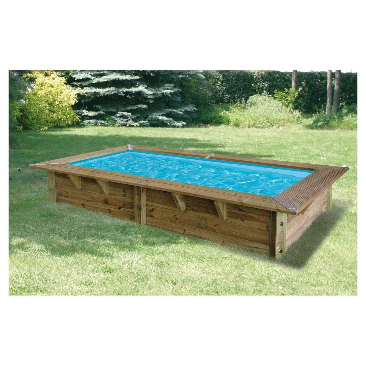 UBBINK Piscine hors sol bois rectangulaire - 200x350x71cm -Liner Bleu - SUNWATER