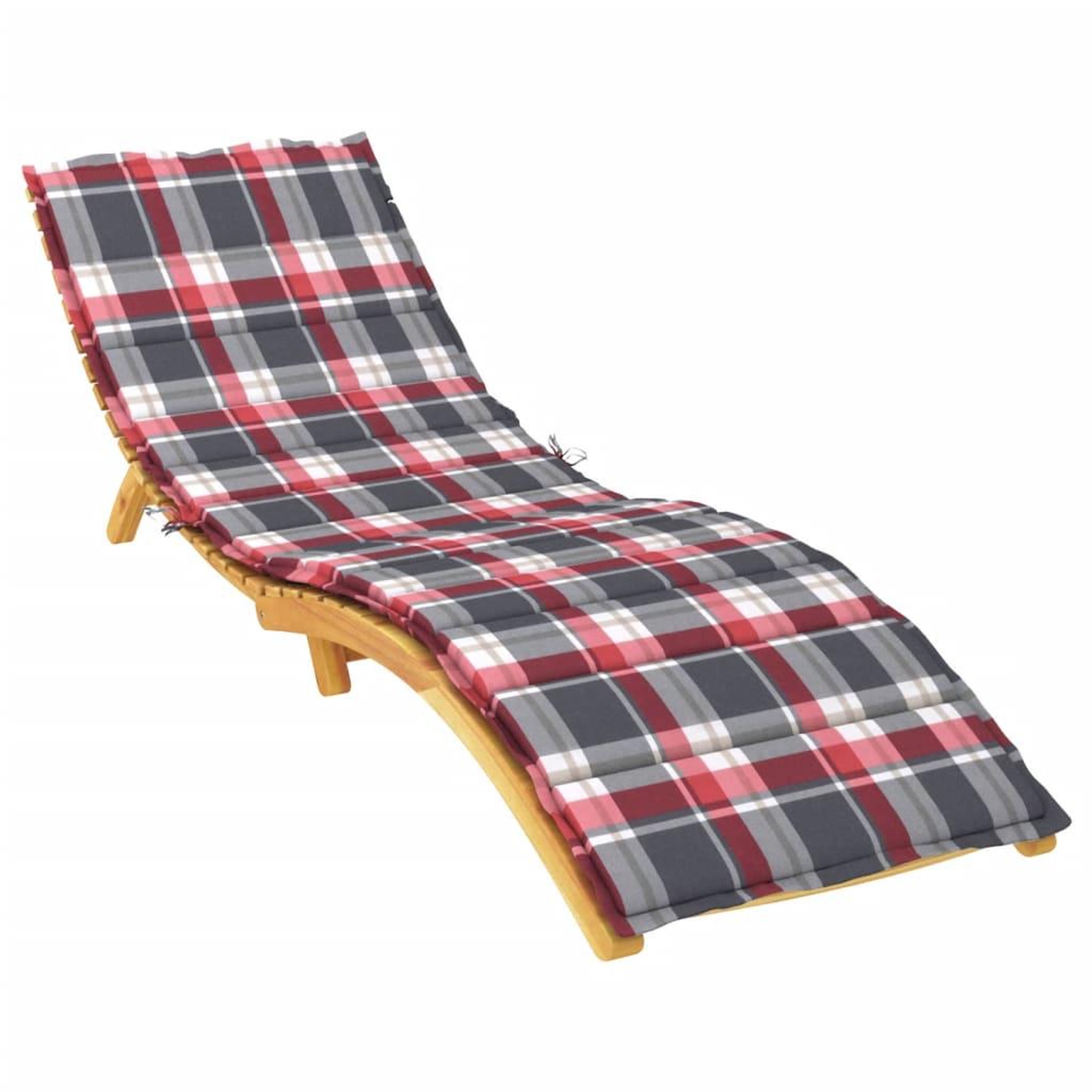 Voir la diapositive 3 : VIDAXL Coussin de chaise longue a carreaux rouge 200x70x3 cm