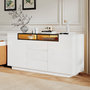 Voir la diapositive 4 : MERAX Buffet 2 porte(s) 3 tiroir(s) - 140 cm blanc led panneau de particules