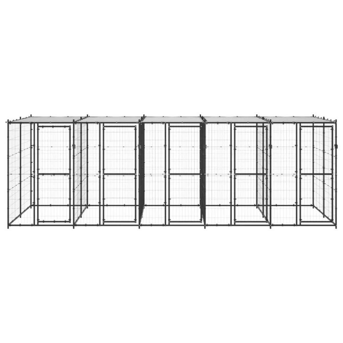VIDAXL Chenil exterieur Acier avec toit 12,1 m^2
