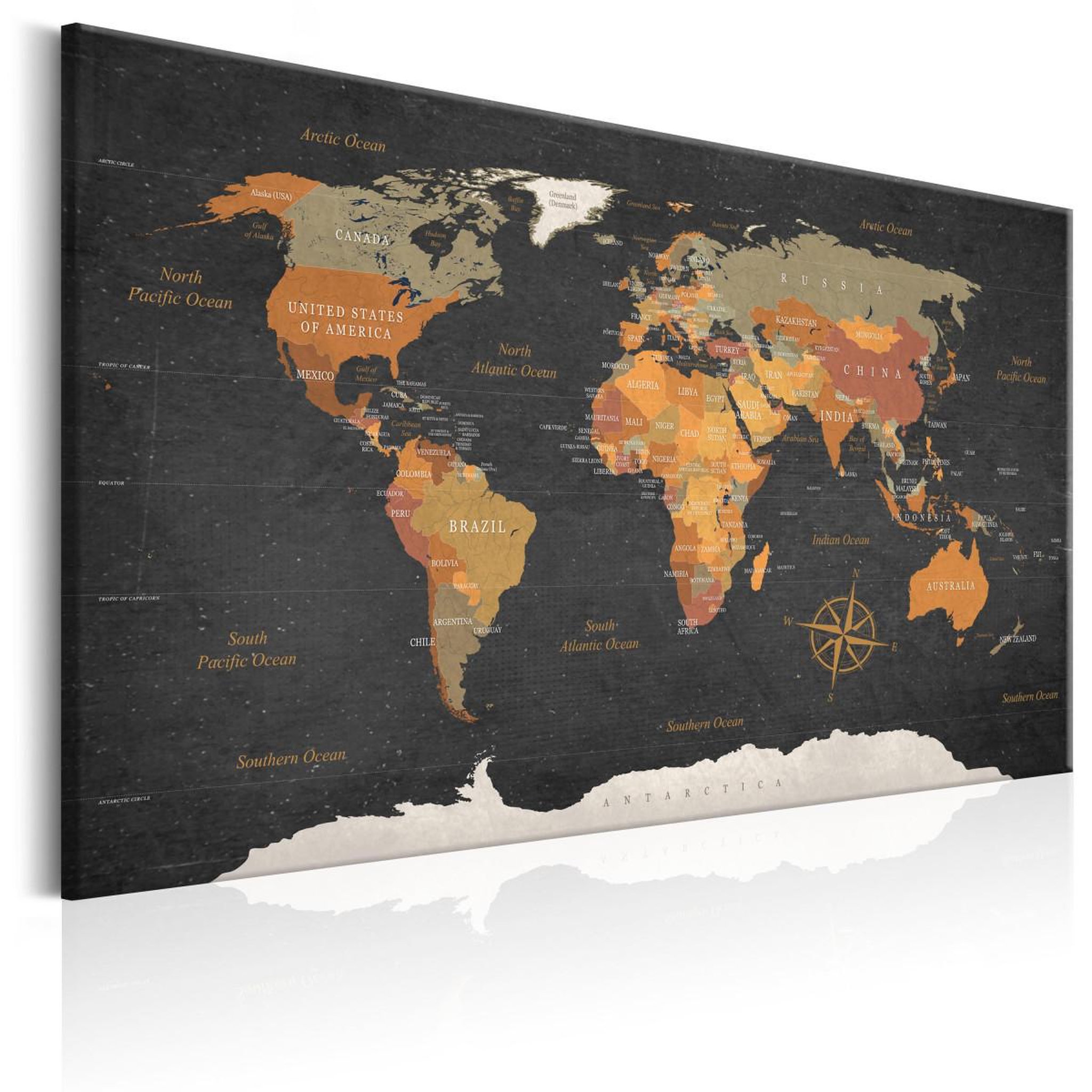 Paris Prix Tableau imprimé  world map : secrets of the earth. Coloris disponibles : Multicolore