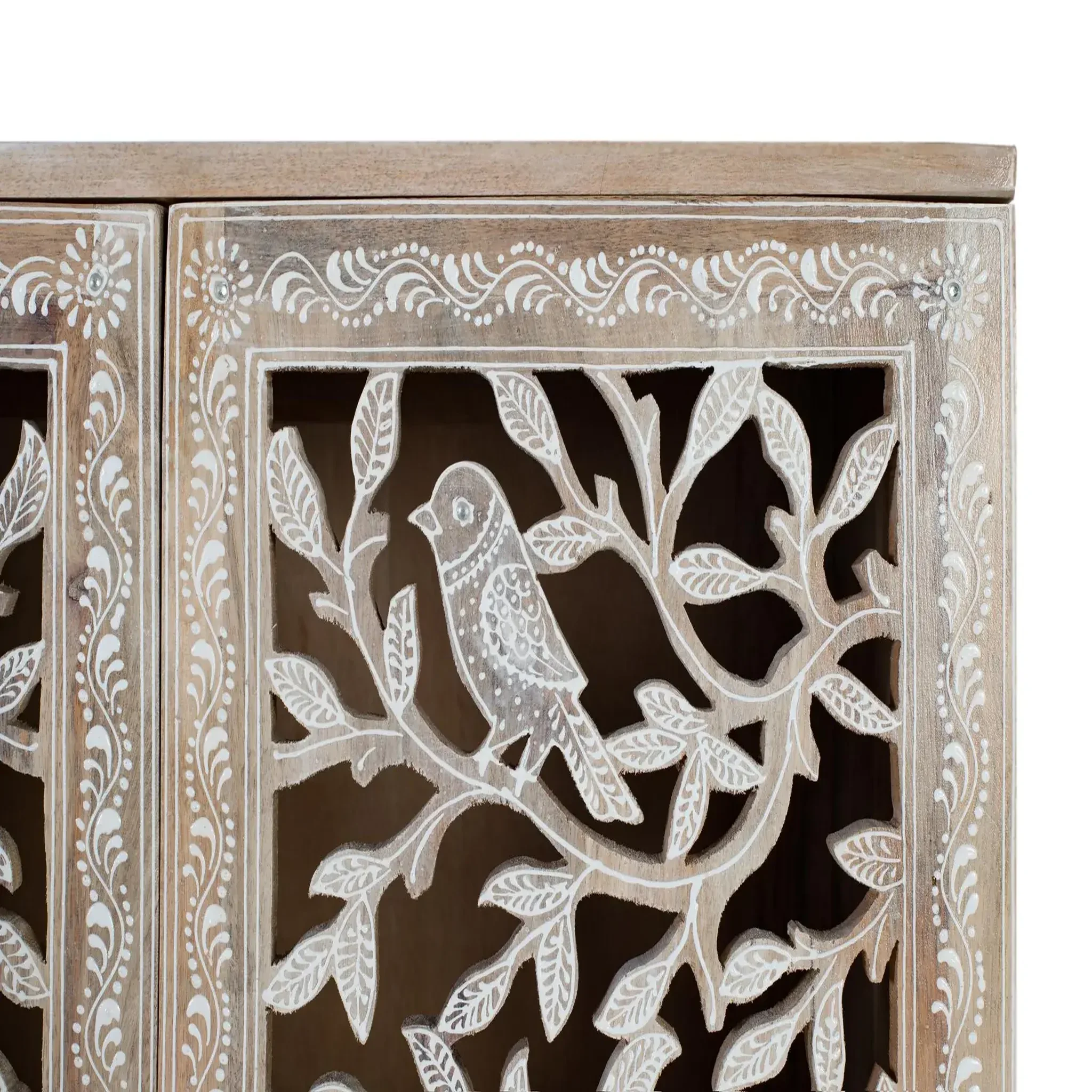 Voir la diapositive 3 : GINER Y COLOMER SL Meuble d'appoint en bois de manguier et mdf 70 cm style atresanal sculpté