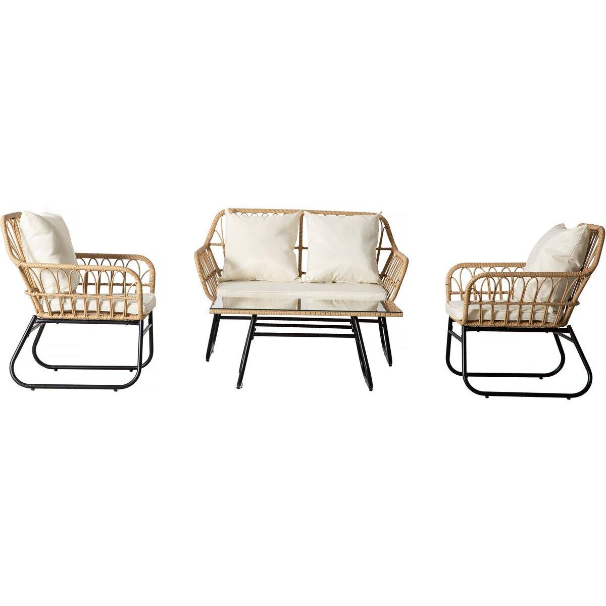 Habitat et Jardin Salon de jardin rotin  Melo  - 4 personnes - Blanc/Marron