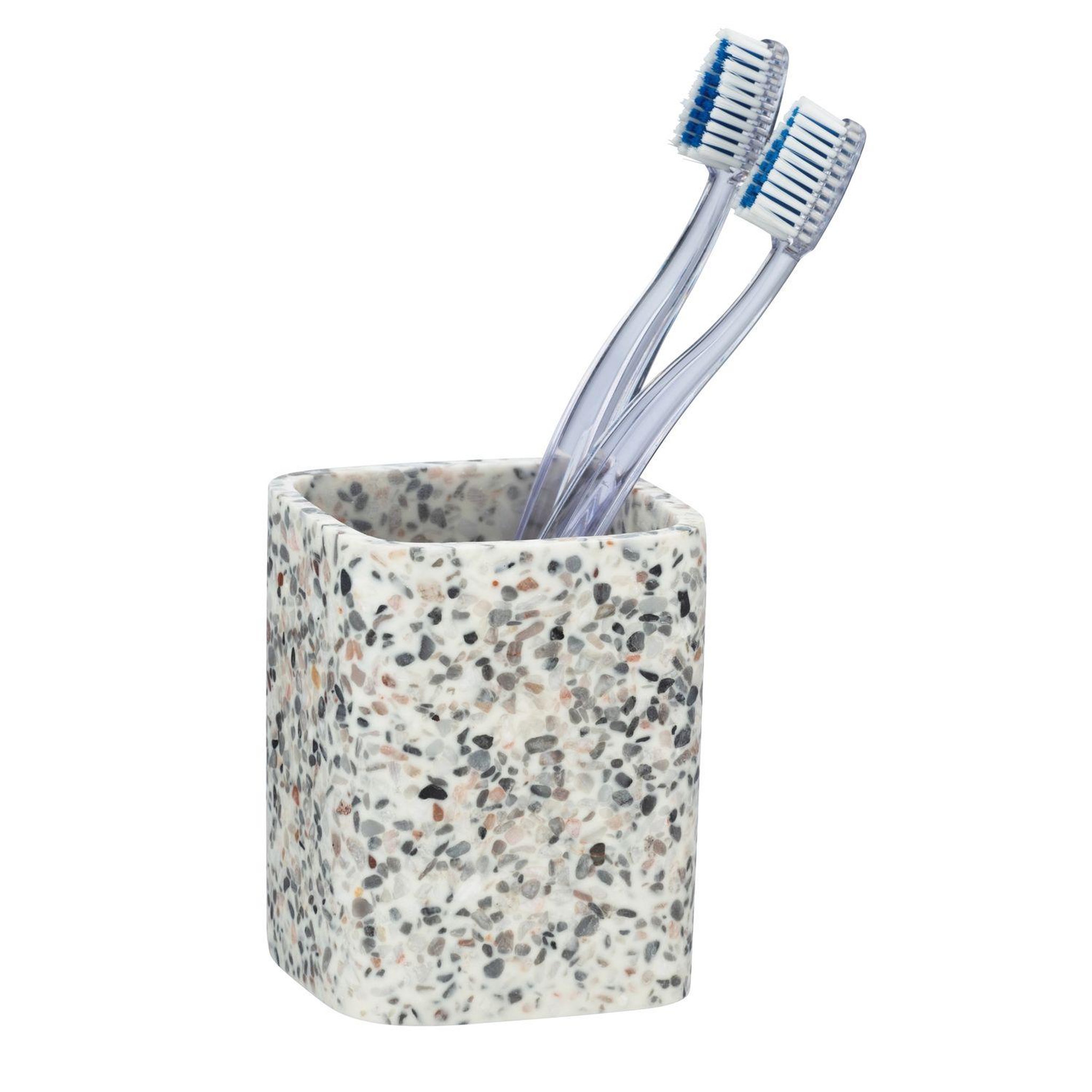 Voir la diapositive 3 : Wenko Gobelet de salle de bain design terrazzo - gris