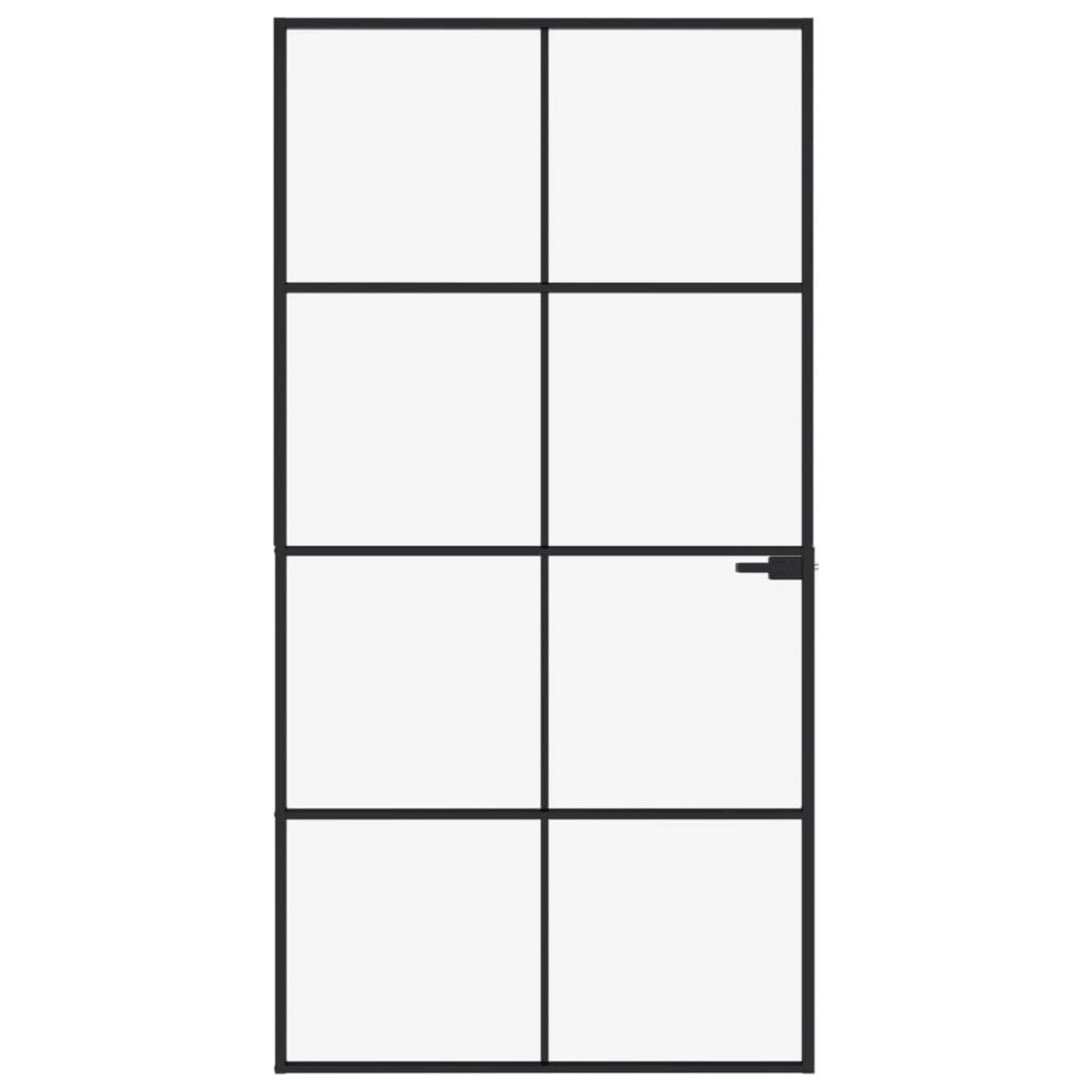 VIDAXL Porte d'interieur Noir 102x201,5 cm Trempe verre aluminium fin