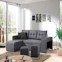 Voir la diapositive 3 : BEST MOBILIER California - canapé d'angle réversible et convertible avec coffre de rangement - gris - gris