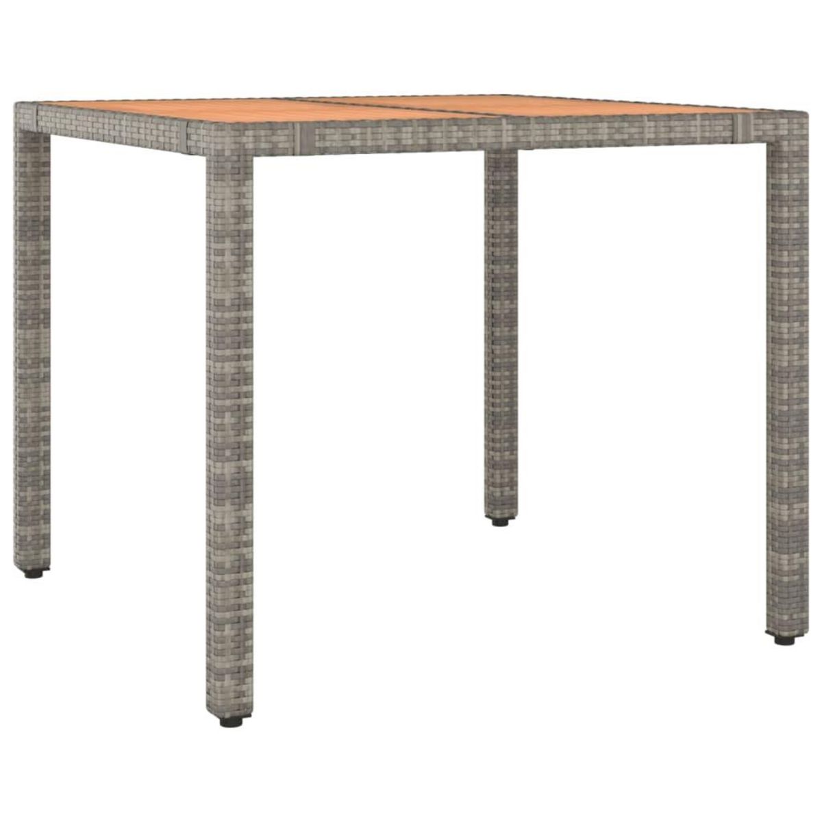 VIDAXL Table de jardin et dessus en bois Gris Resine tressee et acacia