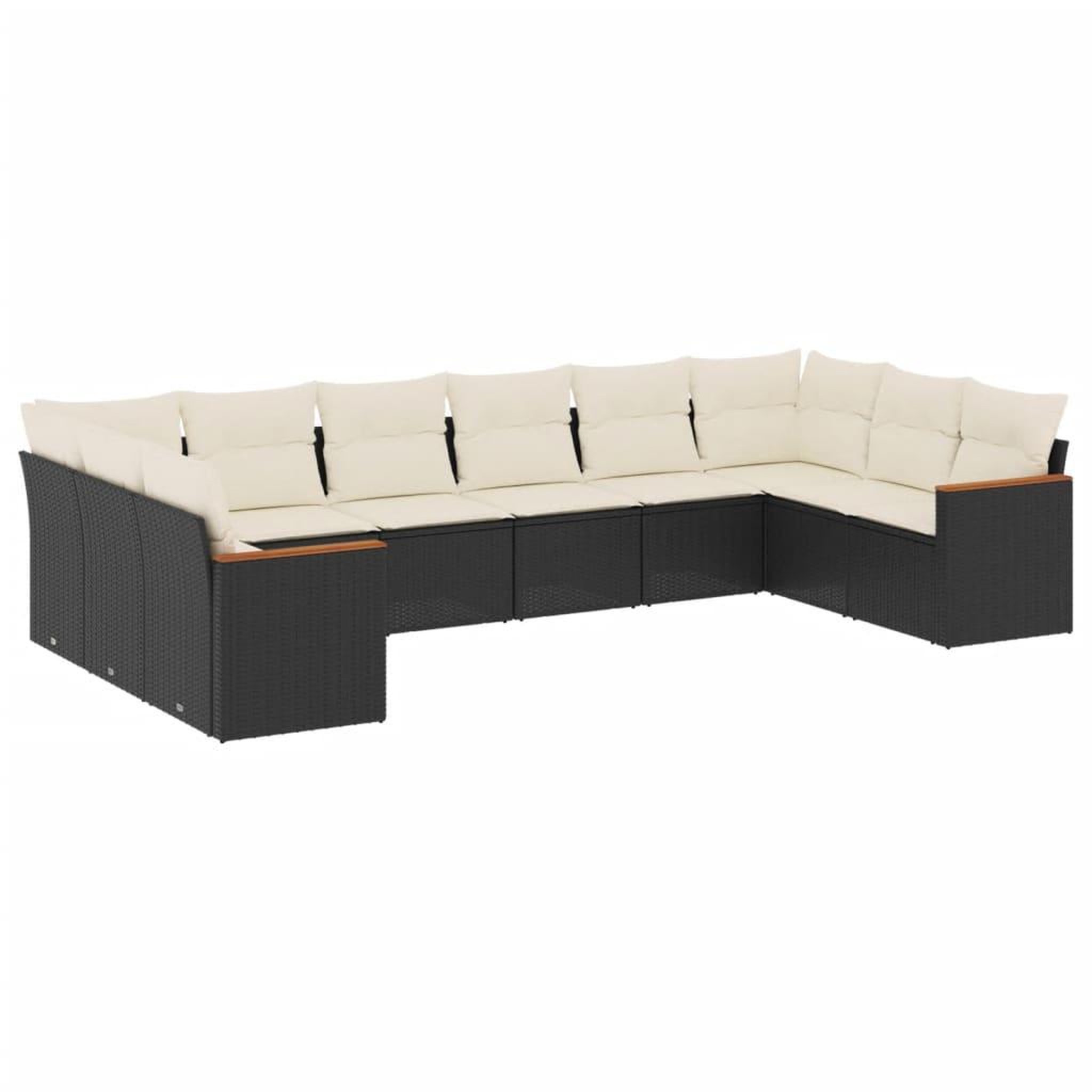 Voir la diapositive 2 : VIDAXL Salon de jardin 10 pcs avec coussins noir resine tressee